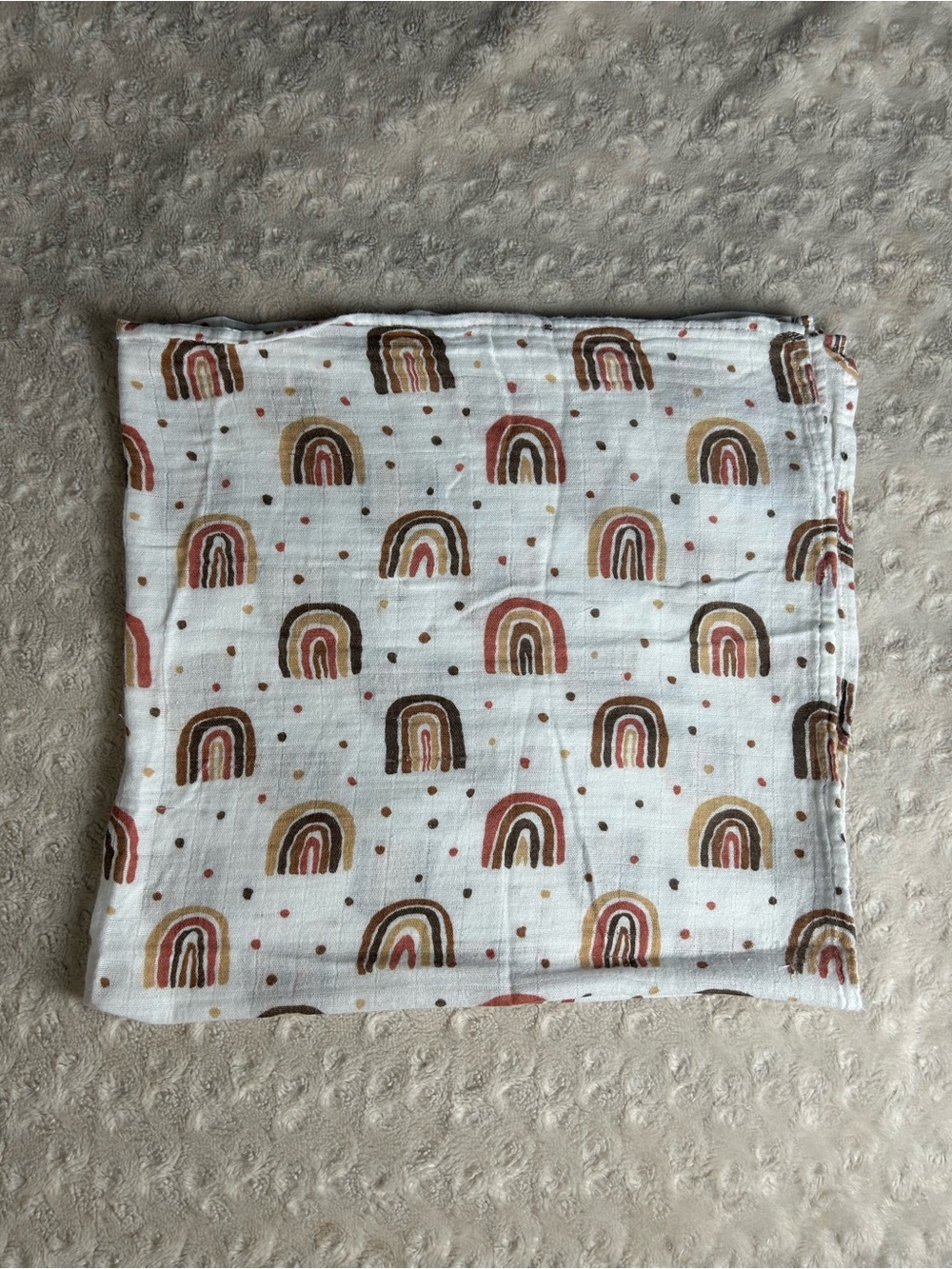 Gllquen Baby Rainbow Baby Swaddle Blanket Muslin Cotton Bamboo Brown Lovey Dots